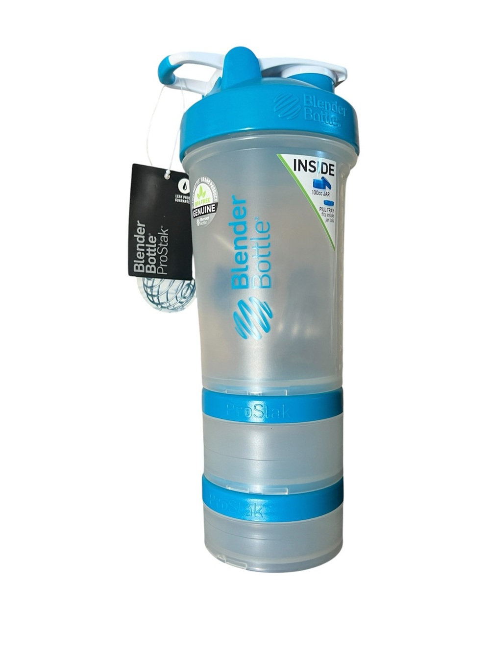 BlenderBottle ProStak Plastic Pill Organizer and Storage 22 oz Aqua